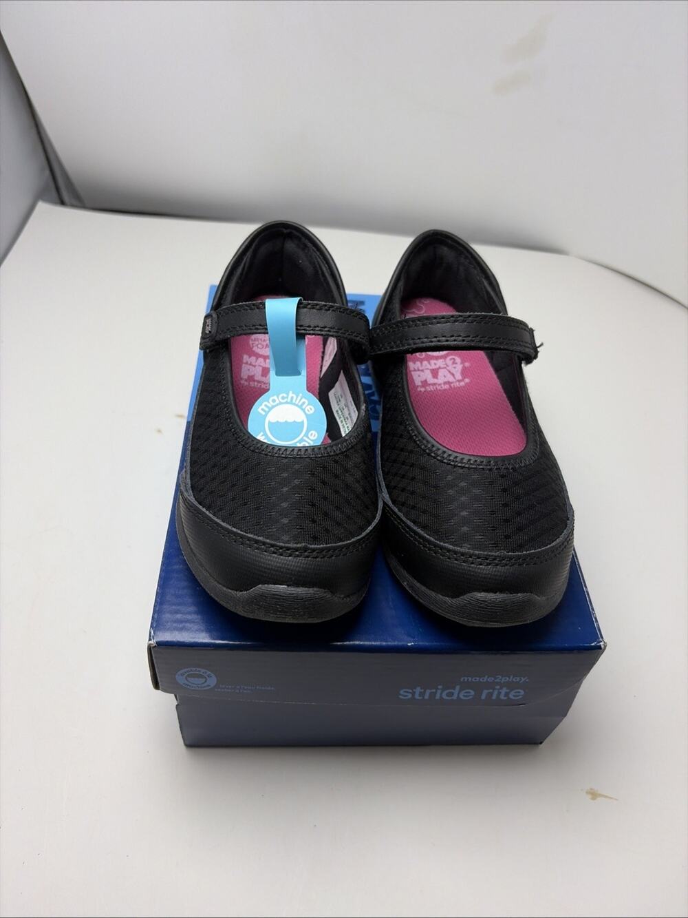 Stride Rite Black Leather Mary Jane Girls Shoes Memory Foam Made 2 Play SZ 11W